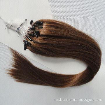 8# 1.0g micro loop hair extension, chestnut brown, all lengths, nice texture, wholesale